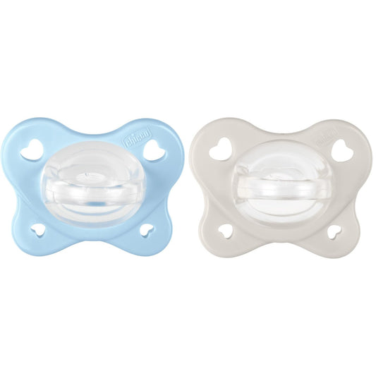 Chicco Gommotto Dual Soft, Ciuccio in Silicone 2-6 Mesi, Bicolore, Set di Gommotti con Doppia Morbidezza, Supportano la Respirazione e Favoriscono il Corretto Sviluppo della Bocca, 2 Pezzi, Bimbo