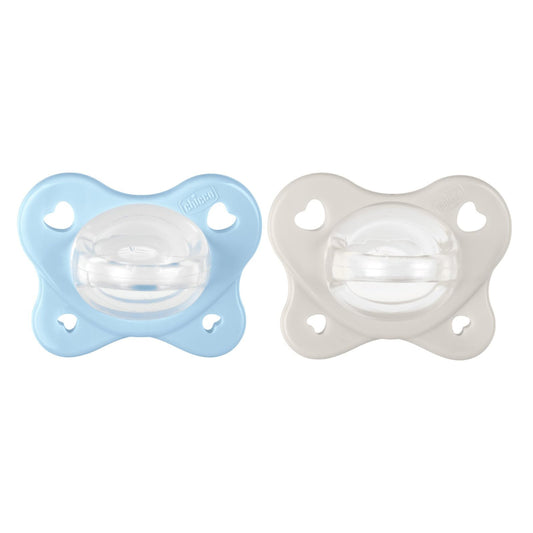 Chicco Gommotto Dual Soft, Ciuccio in Silicone 2-6 Mesi, Bicolore, Set di Gommotti con Doppia Morbidezza, Supportano la Respirazione e Favoriscono il Corretto Sviluppo della Bocca, 2 Pezzi, Bimbo
