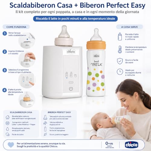 Chicco Kit Scaldabiberon Casa + Biberon Perfect Easy Neonato