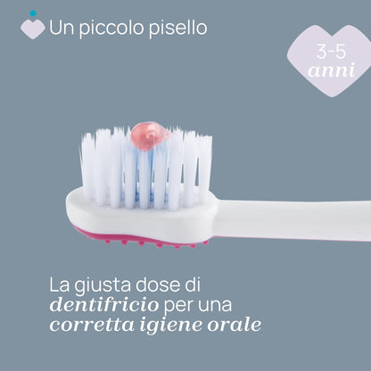 CHICCO | Spazzolino per i denti da latte. Adatto a bambini dai 3 ai 6 anni | Fucsia,Colorazione Femminile, Tema ippopotamo