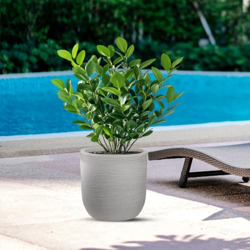 DIVINA GARDEN Vaso in Resina da Esterno Interno per Piante Cilindro di Design d.35x34h Raffaello Beige