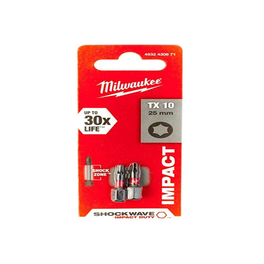 Milwaukee 4002395385331 – Inserti per avvitatore Shockwave Gen II TX10/25 mm, 2 pezzi