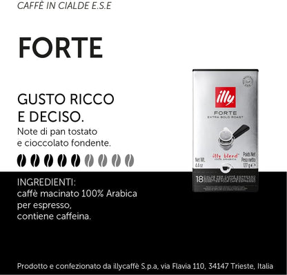 ILLY Selezione di 108 Cialde di caffè | Degustazione di 6 Confezioni da 18 Cialde caffe ESE Monodose, Tostatura Intenso, Forte