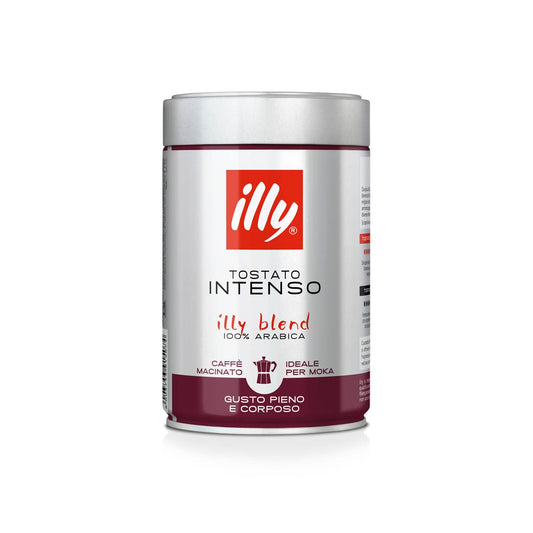 illy Caffè Macinato per Moka Tostato INTENSO,12 Barattoli da 250 Grammi
