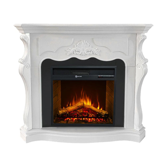 Camino elettrico caminetto da terra PARIGI in legno Bianco L123xP39xH100
