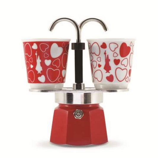 Bialetti Set Mini Express Moka Con 2 Tazze Cuore 90ml