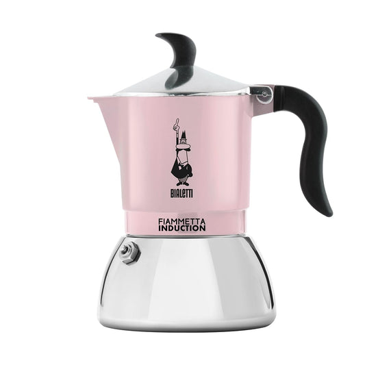Bialetti Caffettiera Fiammetta Induction, 2 Tazze (100 ml), Adatta a Tutti i piani cottura, Design Elegante, Rosa