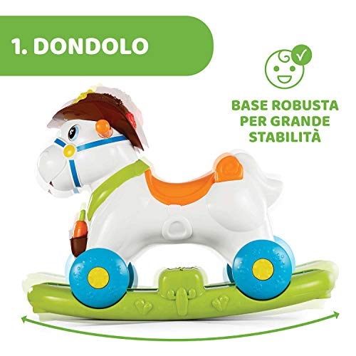 Chicco Cavallo a Dondolo per Bambini Baby Rodeo, Gioco Educativo e Interattivo, Cavallo Cavalcabile Bambino con Effetti Sonori, Max 25 kg, Giochi per Bambini 1-3 Anni, Made in Italy