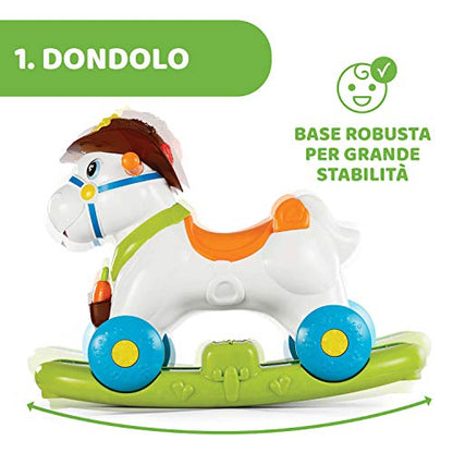 Chicco Cavallo a Dondolo per Bambini Baby Rodeo, Gioco Educativo e Interattivo, Cavallo Cavalcabile Bambino con Effetti Sonori, Max 25 kg, Giochi per Bambini 1-3 Anni, Made in Italy