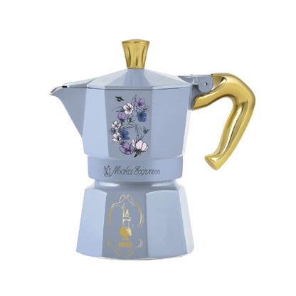 Bialetti Moka Express Bridgerton 3 Tazze, Manico anti scottatura, Non adatta ad induzione, 3 Tazze (130ml), Alluminio