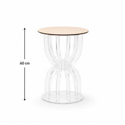 Carpe Diem Shop Tavolino in Plexiglass Trasparente alto 60 cm, Design Moderno, Struttura a Clessidra, Ideale per Matrimoni, Eventi e Showroom