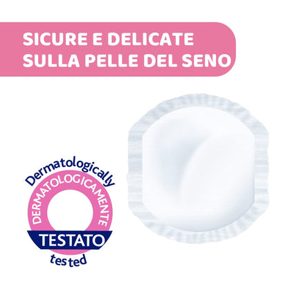 Chicco Coppette Assorbilatte con Antibatterico, Igieniche e Super Assorbenti, Dischetti Usa e Getta per Allattamento, Invisibili sotto i Vestiti, Con Striscia Adesiva, 60 Coppette, Bianco