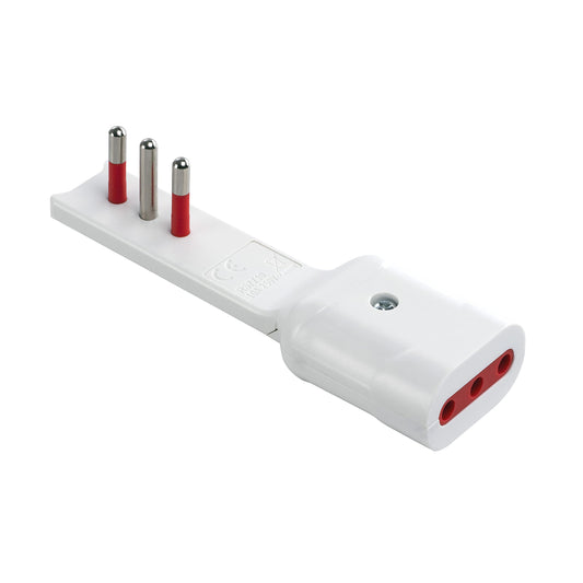 ROSI ADATTATORE 90° ULTRAPIATTO 10A 2P+T/PRESA 10A 2P+T BIANCO SERIE EMILIA FLAT