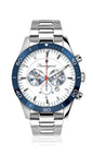 Generico FU062 Orologio da Polso Fumagazzi - AutoBlu Acciaio, ø 45mm, Cinturino Acciaio Lucido, Movimento Cronografo, Water Resistant 5 atm