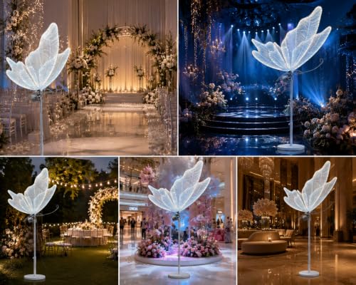 Farfalla Luminosa Cinetica LED con Ali in Movimento Sistema Motorizzato, Ali Traslucide, Uso Interno, Riutilizzabile, Effetto 3D
