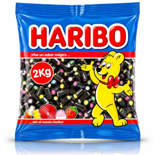 HARIBO Liquirizia Ripiena Assortita Caramelle Morbide 2 Kg | Ripieno Multicolore, Forma Cilindrica, Per Feste ed Eventi, Candy Bar