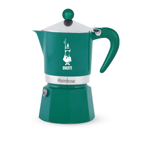 BIALETTI | Caffettiera Moka Rainbow 3 Tazze Colore Verde | Schiaccianoci Edition