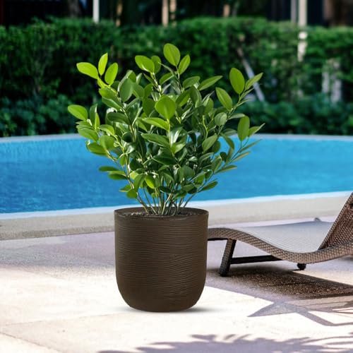 DIVINA GARDEN Vaso in Resina da Esterno Interno per Piante Cilindro di Design d.35x34h Raffaello Marrone