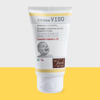 Fiocchi di Riso Crema Viso Idratante e Nutriente per Neonati, con Burro di Karité ed Estratto di Fico d'India, 2 x 30 ml