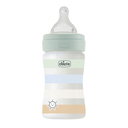 Biberon Flusso Lento,Tettarella Physio Morbido Silicone,Finitura Soft Sense,Anticolica,Riduce Rigurgito e Irritabilità,Bottiglia Plastica 150 ml, 0 Mesi+,Bambino,Azzurro