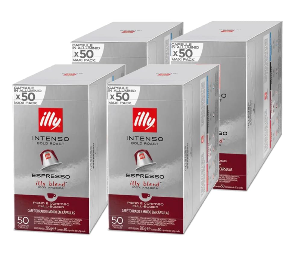 ILLY 200 Capsule Compatibili Nespresso 4 Confezioni da 50 Caffè Gusto INTENSO