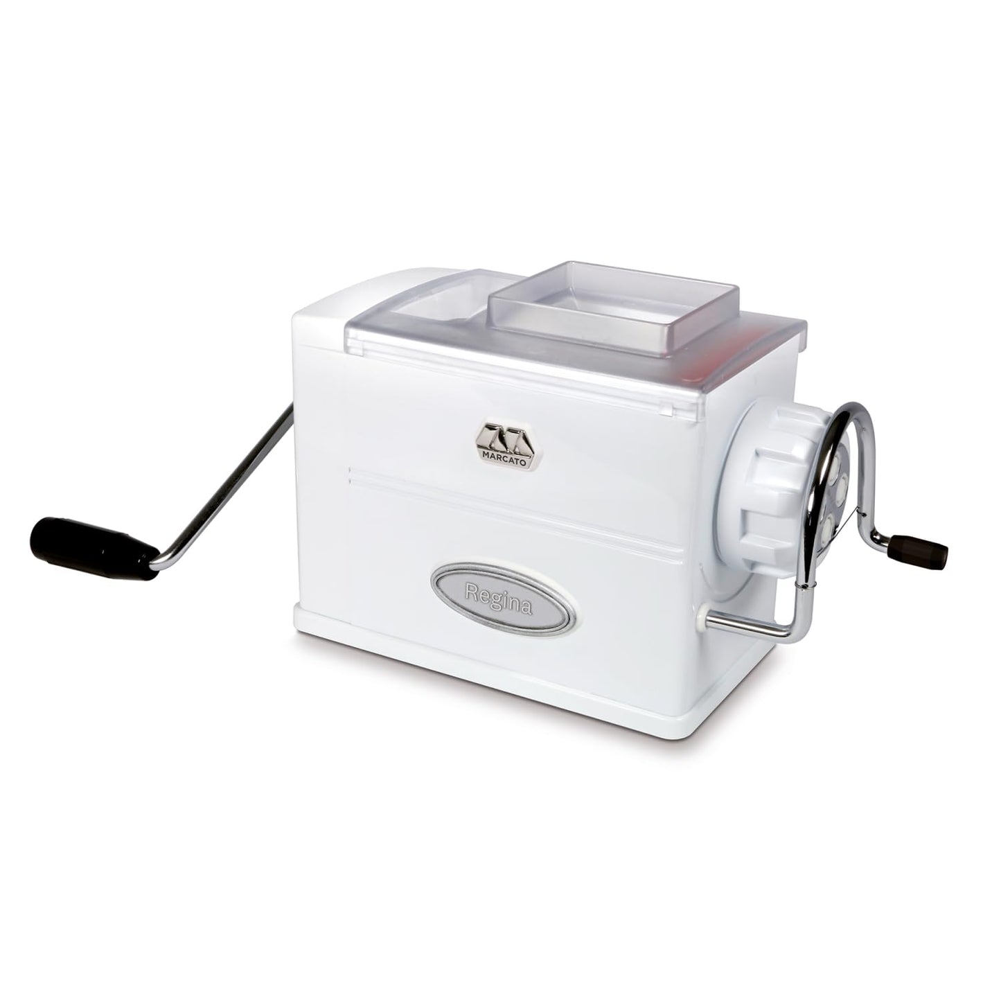 Marcato Macchina per la Pasta, Pasta Maker, Trafila per Pasta Fresca, Manuale, 5 Trafile Incluse, per Bucatini, Fusilli, Maccheroni, Maccheroncini, Rigatoni, Made in Italy. Modello: Regina