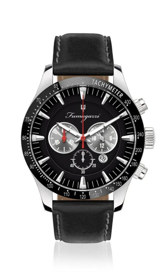 Generico FU001 Orologio da Polso Fumagazzi - Velocs “Pelle”, ø 45 mm, Cinturino in Vera Pelle, Movimento Cronografo, Water Resistant 5 atm
