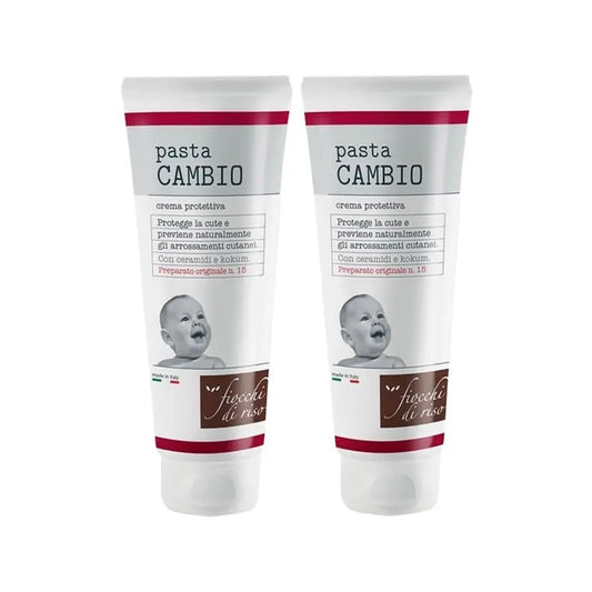 Fiocchi di Riso 2 Flaconi di Pasta CAMBIO (2 x 100ml) - CAMBIO PANNOLINO - Protegge e previene arrossamenti cutanei nelle zone intime del neonato