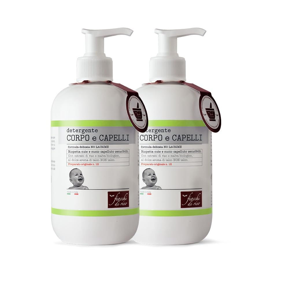 Fiocchi di Riso Bipacco Detergente Corpo e Capelli Talco Delicato Bimbi, 2x400ml