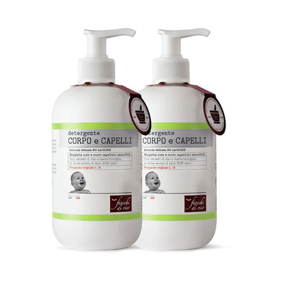 Fiocchi di Riso Bipacco Detergente Corpo e Capelli Talco Delicato Bimbi, 2x400ml