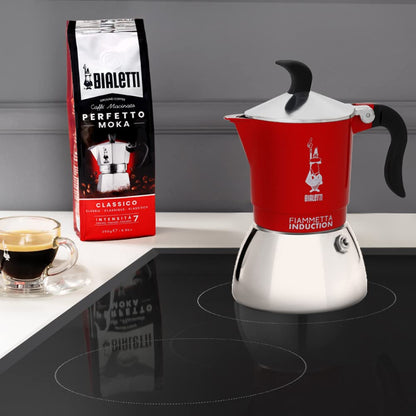 Bialetti Fiammetta Induction Caffettiera, Aluminium, Steel, Rosso, 2 Tazze