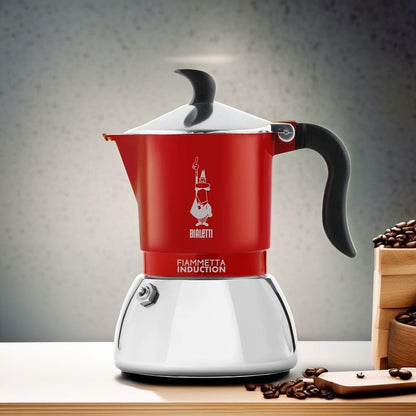 Bialetti Fiammetta Induction Caffettiera, Aluminium, Steel, Rosso, 4 Tazze