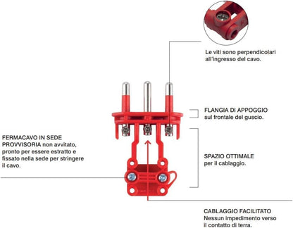 ROSI | Set Spina e Presa Mobile Elaplug, Nero, 10/16A 250V, 2 Poli + Terra, Guscio in Gomma Antischiacciamento, 2 Pezzi