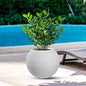 DIVINA GARDEN Vaso in Resina da Esterno Interno per Piante Tondo a Sfera di Design d.40x33h Botticelli Bianco