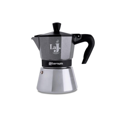 Aeternum, LaJ Espresso Induction, Caffettiera 3 Tazze, Adatta all'Induzione, Alluminio e Acciaio Inox, Grigio e Nero