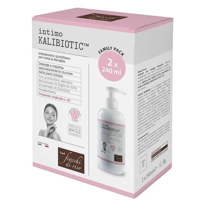 Fiocchi di Riso - Intimo attivo KALIBIOTIC™ Bipacco: 2 x 240ml - IGIENE INTIMA - Deterge e protegge naturalmente le mucose mantenendo un ambiente ostile alla proliferazione microbica. Pack riciclato