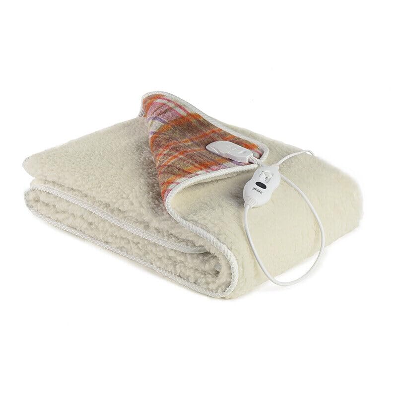 Lancalor SCA1A1A46E-N Housse de matelas 150 cm Chauffe-lit électrique simple 100 % laine