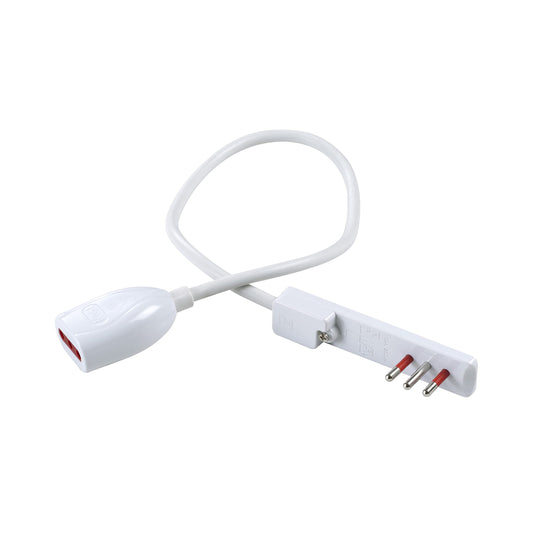 ROSI Emilia Flat | Spina Ultrapiatta 16A con Prolunga da 50cm e Presa Bivalente 16A - Bianco