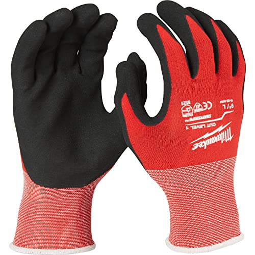 Milwaukee Guanti Resistenti Taglia L Livello 1-4932471417, Nitrile e Nylon, Rosso