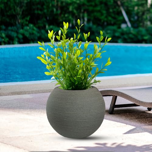 DIVINA GARDEN Vaso in Resina da Esterno Interno per Piante Tondo a Sfera di Design d.40x33h Botticelli Verde