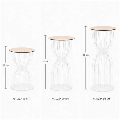 Carpe Diem Shop Tavolino in Plexiglass Trasparente alto 60 cm, Design Moderno, Struttura a Clessidra, Ideale per Matrimoni, Eventi e Showroom