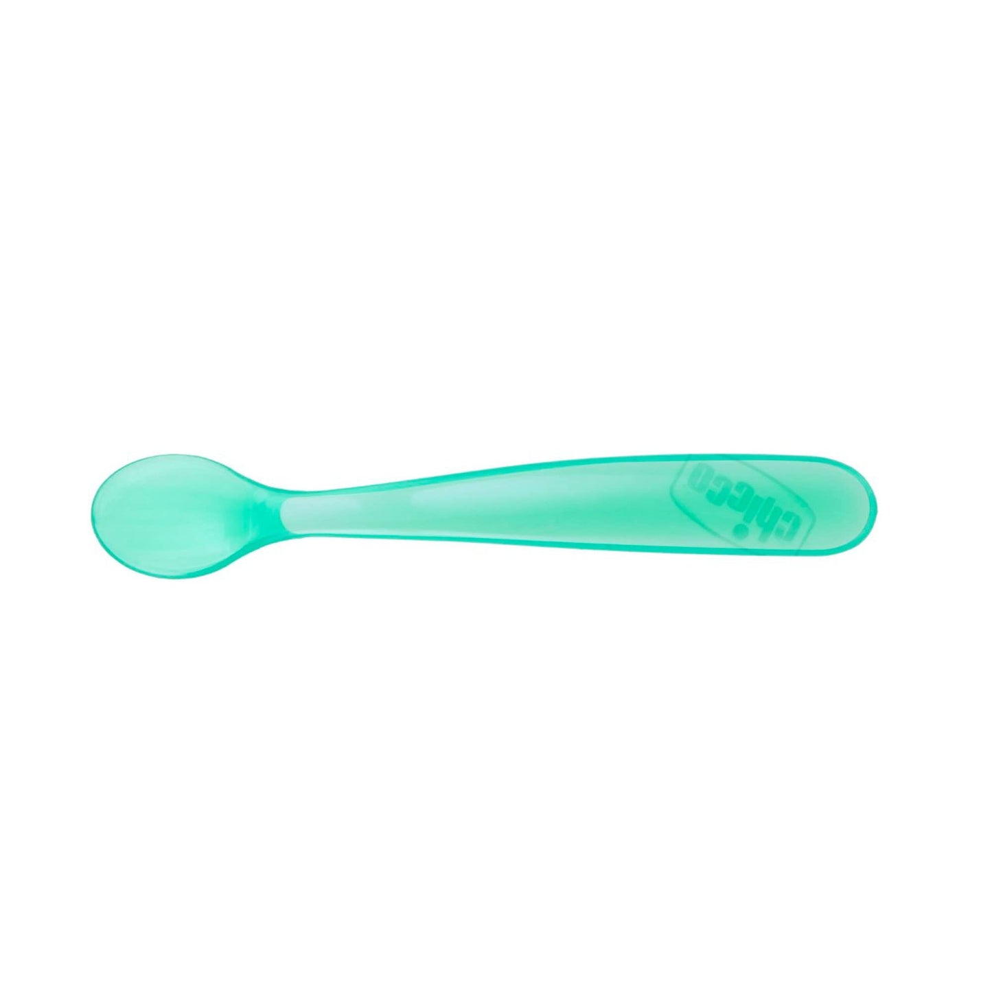 Chicco Cucchiaino Svezzamento in Silicone, Set 2 Cucchiai Morbidi per Neonati e Bambini, Delicati e Flessibili, con Impugnatura Ergonomica e Manico Lungo Curvato, 2 Pezzi - 6+ Mesi, Azzurro