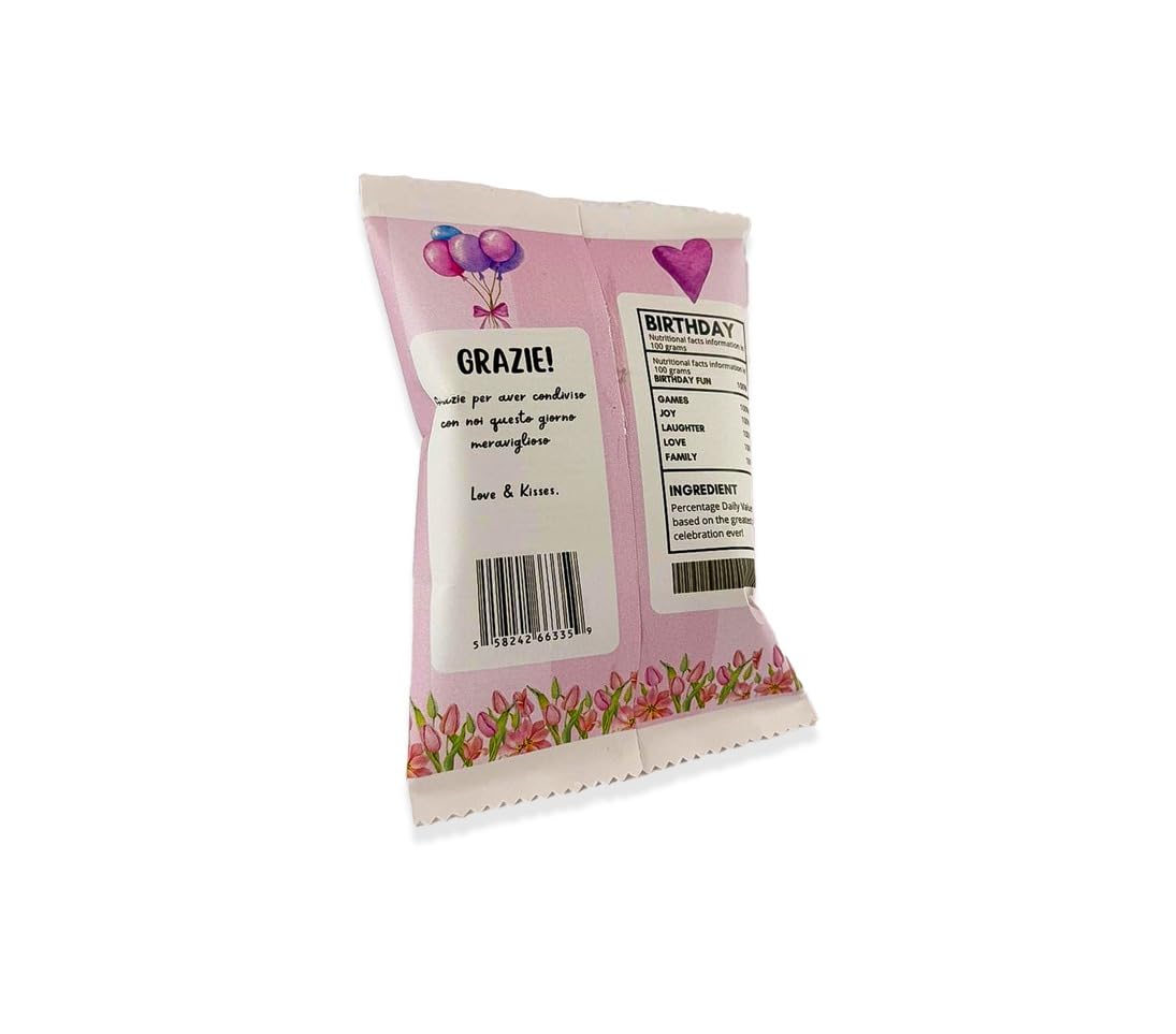 Carpe Diem Shop Sacchetti di Patatine Personalizzabili, Kit Party per Compleanno, 10 Bustine da 25g, Tema Disney Minnie, Regalino Fine Festa con Nome e Data Personalizzabile