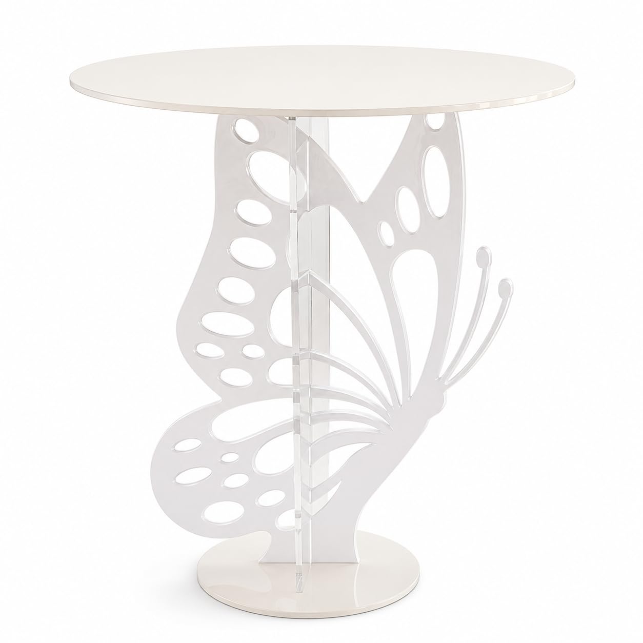 Carpe Diem Shop Alzata Butterfly, Tavolino in Plexiglass, Design a Farfalla, Bianco, Made in Italy, per Showroom ed Eventi, Wedding e Allestimenti