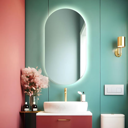 DIVINA HOME Specchio da Bagno Ovale retroilluminato Reversibile Olivia LED 50x90 Made in Italy