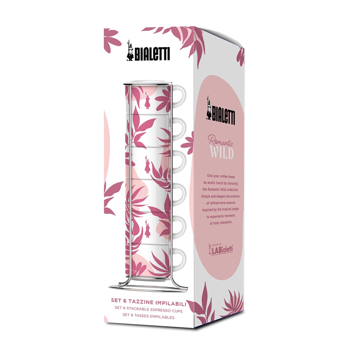 Bialetti Set 6 Tazzine Impilabili Rosa