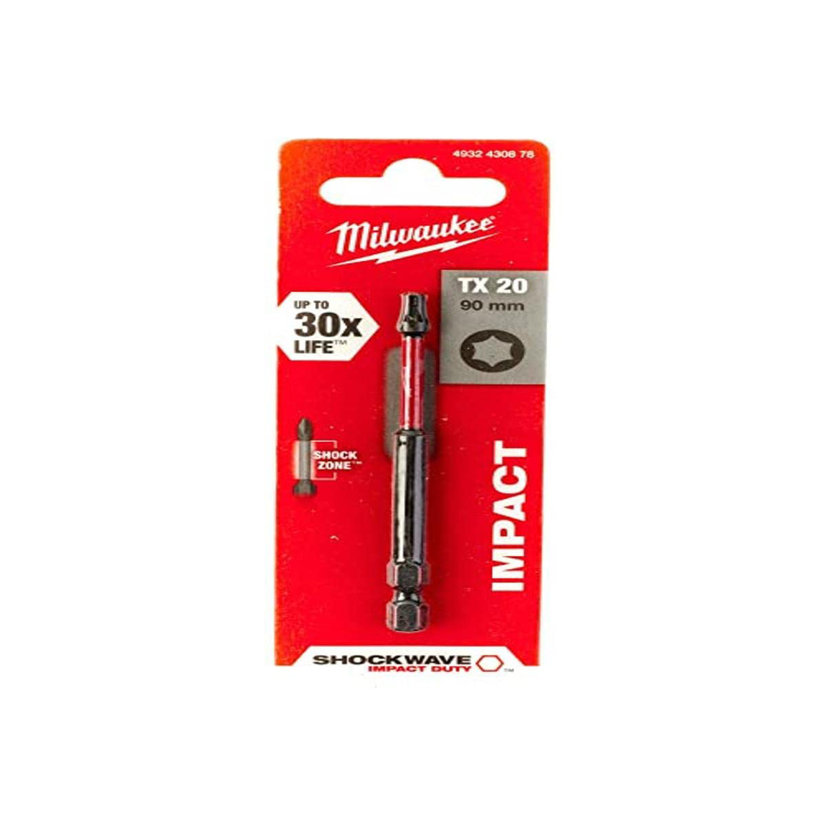 Milwaukee 4002395385409 - Inserto per avvitatore Shockwave Gen II TX20, 90 mm