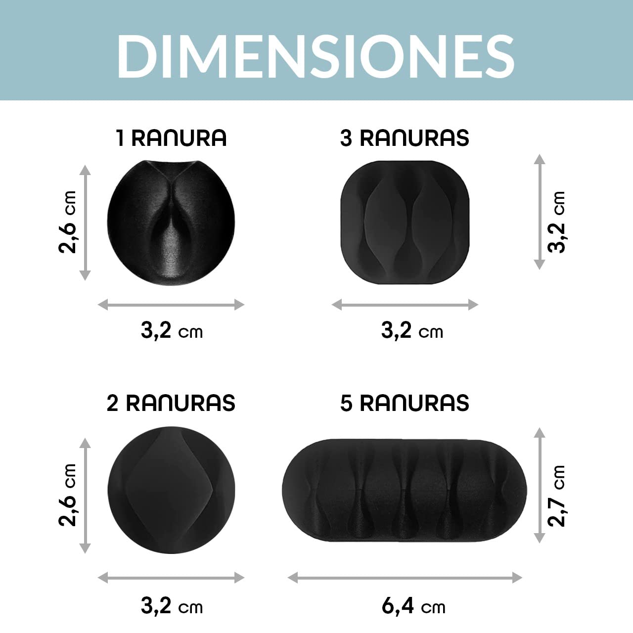 Organizzatore di cavi 10 pezzi clip adesivi per scrivania, include set di 5 flange colorate, ideale per ordinare accessori da ufficio, casa, alimentatore, computer, usb e prese.