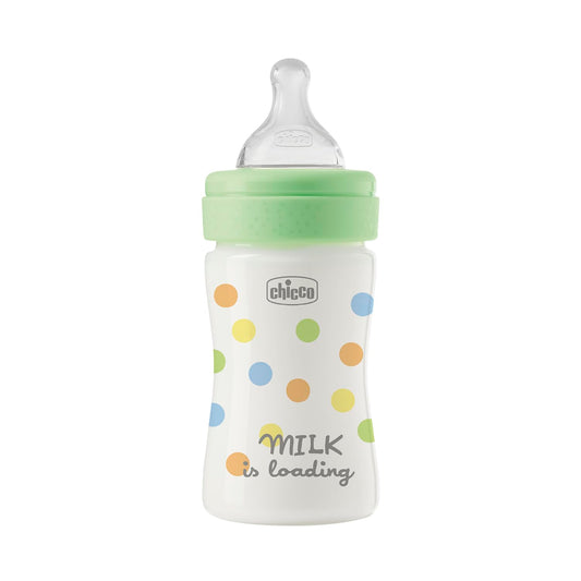 Chicco Biberon Perfect Easy Flusso Lento, con Tettarella Physio in Morbido Silicone e Finitura Soft Sense, Anticolica, Riduce Rigurgito e Irritabilità, Bottiglia in Plastica da 150ml, 0 Mesi+, Neutro