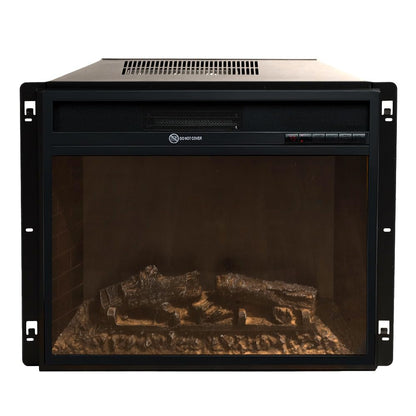 Camino elettrico caminetto da terra JEFFERSON in legno Noce L 89,5 x H90,5 x P28